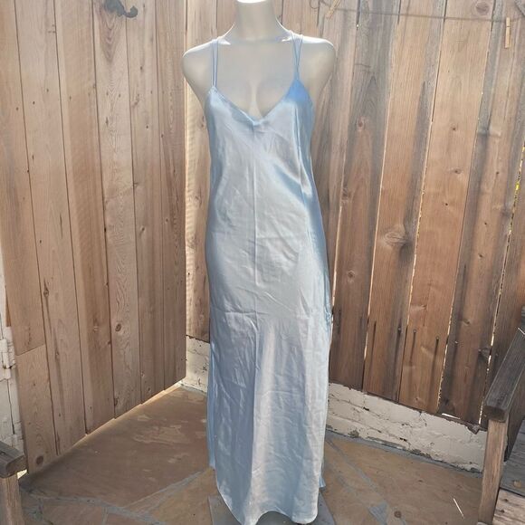 Vintage Juliana Bernardoni soft blue long slip dress size medium - Picture 2 of 11